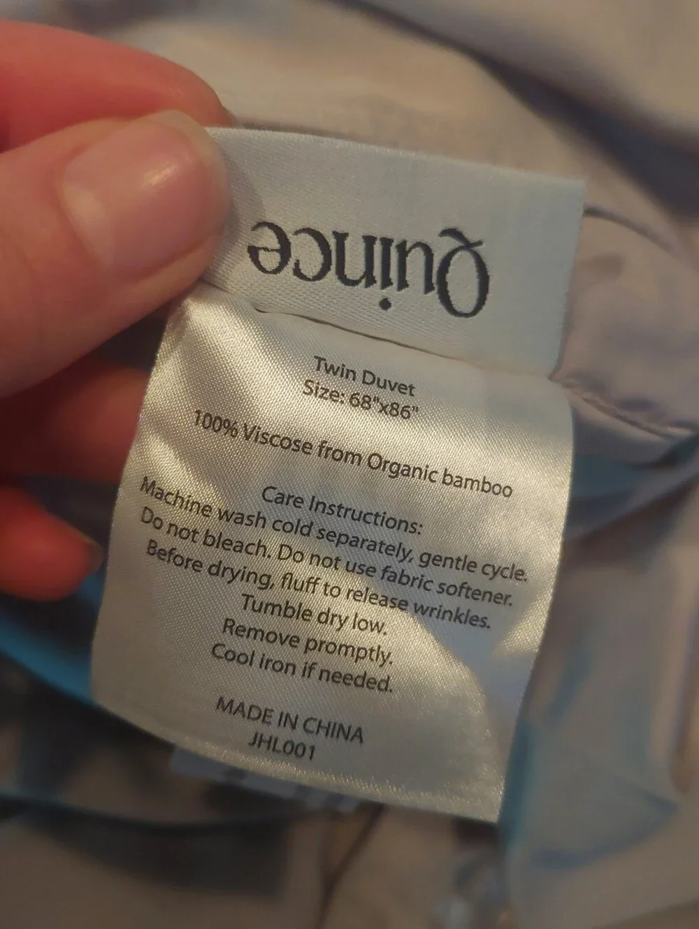 NWOT! Quince 100% Organic Light Gray Bamboo Duvet Cover! Twin (719)